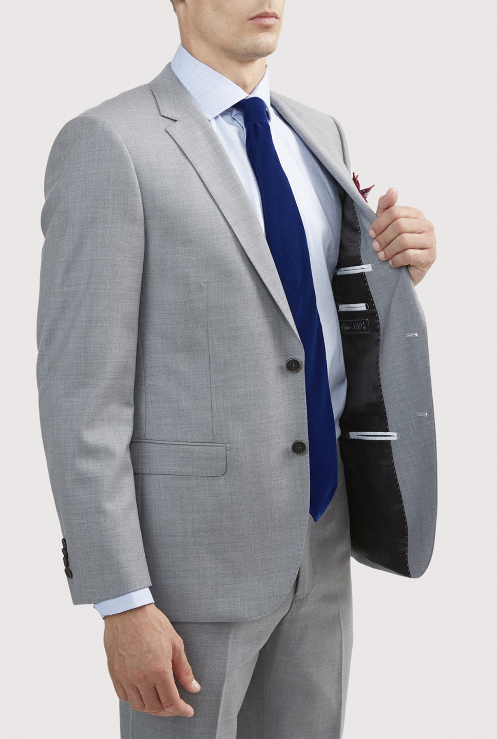 Light Gray Groom's Suit With Champagne-Colored Tie